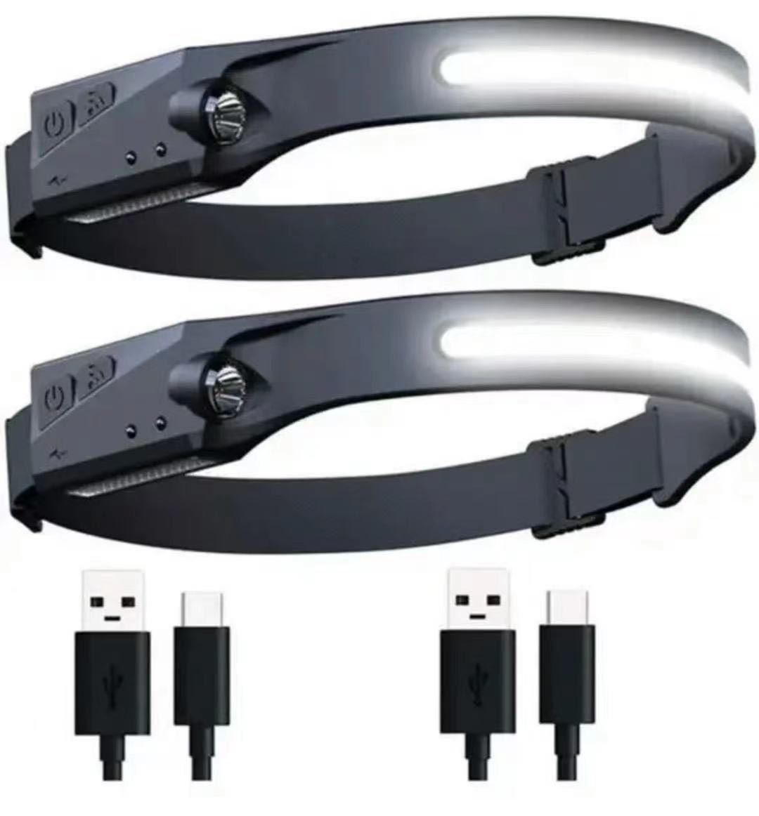 ヘッドライト LED 充電式 USB LEDデュアル光源 ヘッドランプ 5種点灯