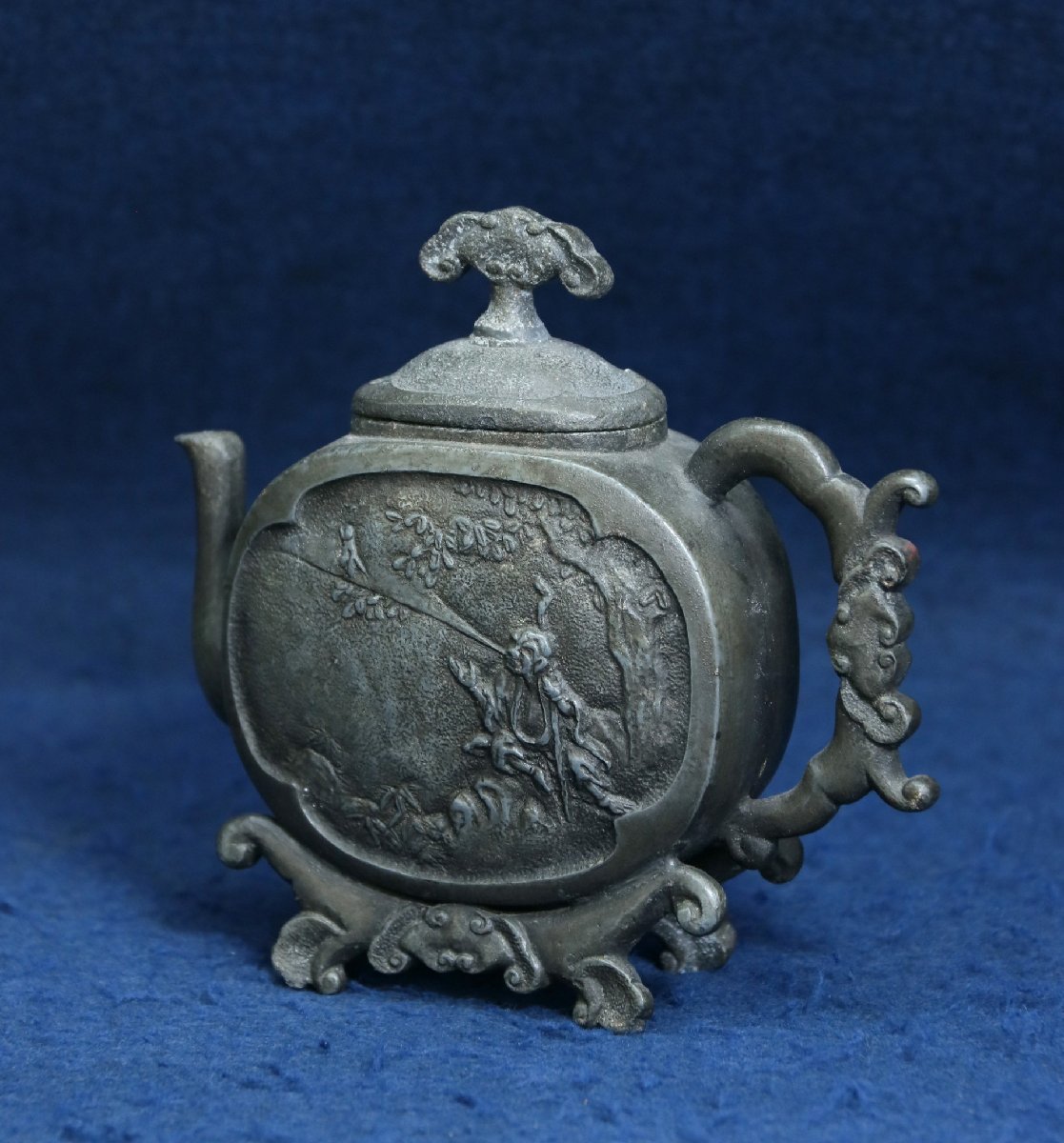 古い中国 白銅人物水滴 文房四宝 書道用品 唐物 中国美術工芸品