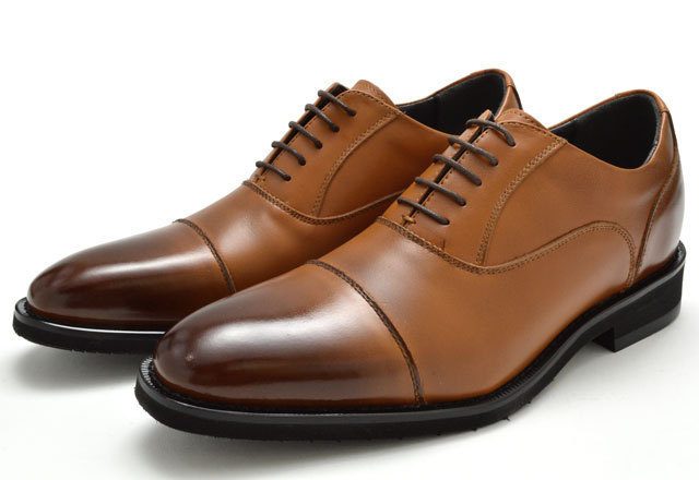 新品 シークレットシューズ 4616 茶 26.5cm メンズビジネスシューズ メンズアップシューズ ヒールアップ 紳士靴 革靴 撥水加工 靴