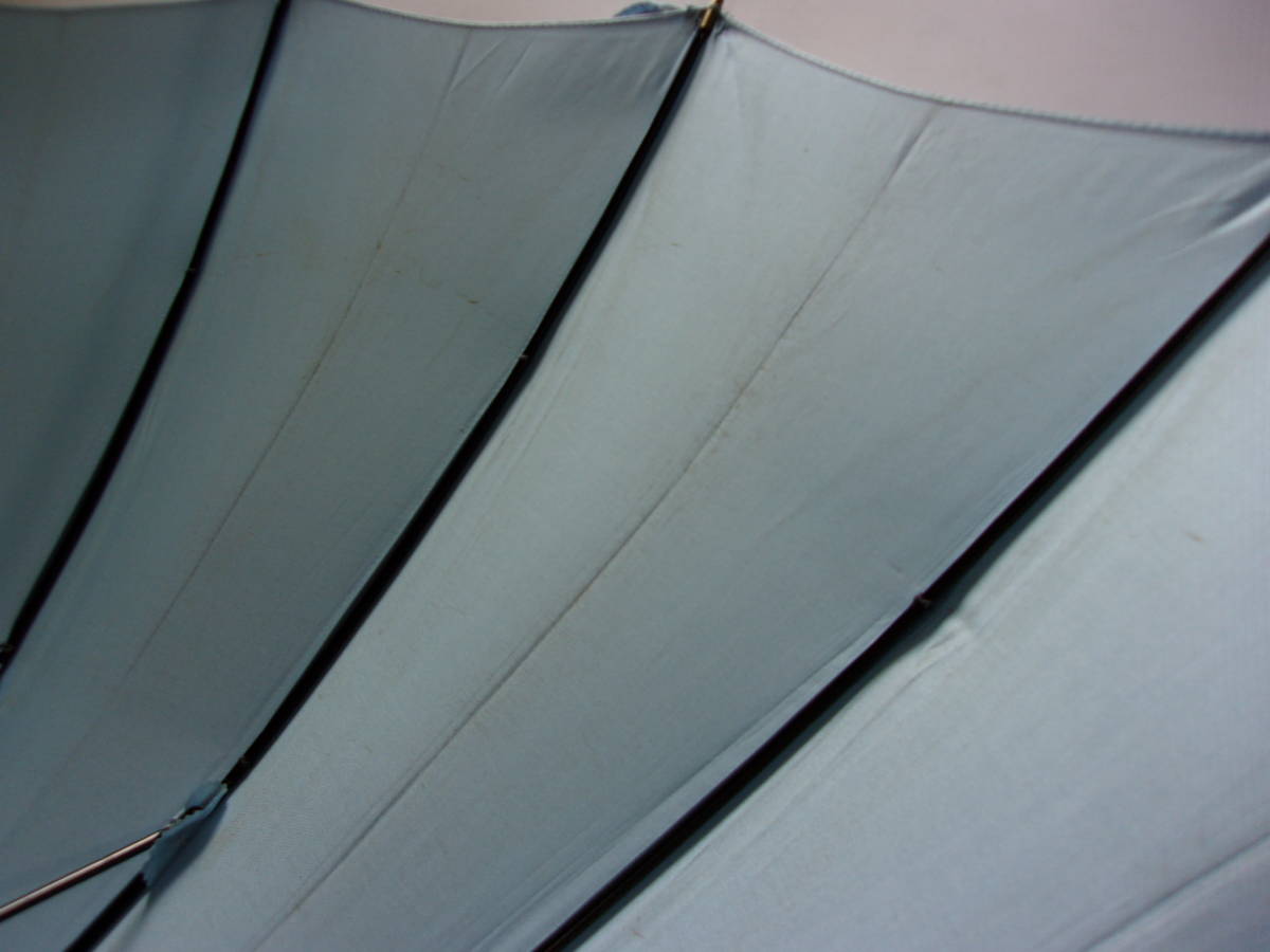 NU0238●【SALE】トンボ洋傘 前原光榮商店/MAEHARA 婦人16本骨傘　水色　木軸　中古_画像6