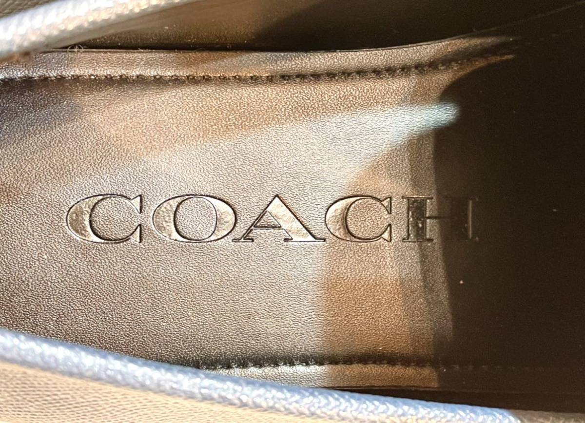 [ unused ]COACH Coach *24.5cm 7D* driving shoes coin Loafer casual shoes leather leather shoes original leather men's blue gray 