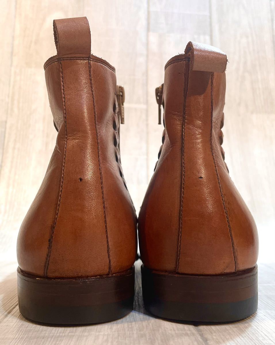 【未使用】SCOTCH GRAIN スコッチグレイン 25cm 3E サイドジップブーツ 革靴 本革 ビジネスシューズ ドレスシューズ 靴 メンズ  日本製 茶