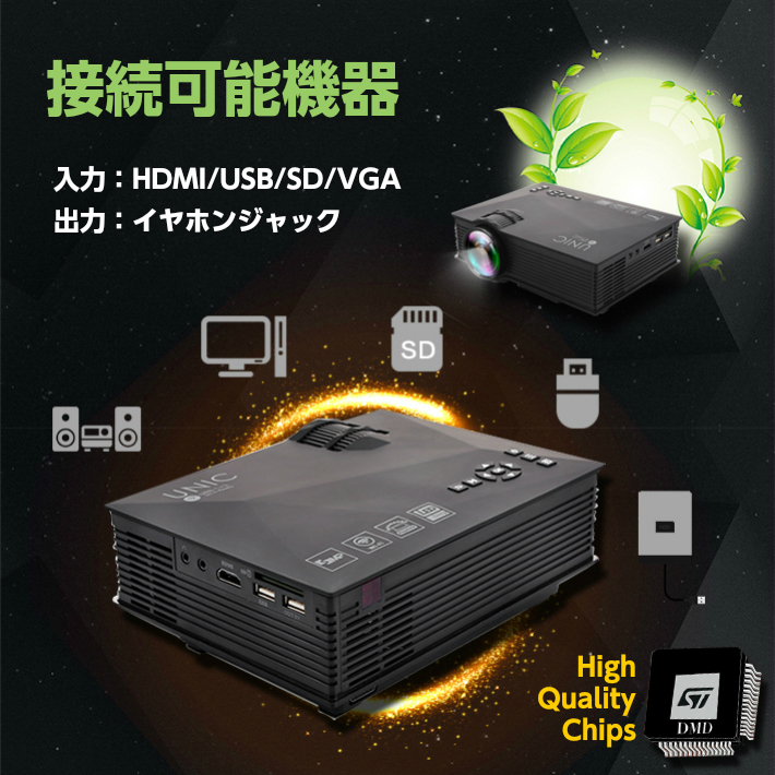 未使用 LED PROJECTOR 3D対応 プロジェクター USB HDMI 34-最大130インチ ホームプロジェクター送料1000円から A22_画像3