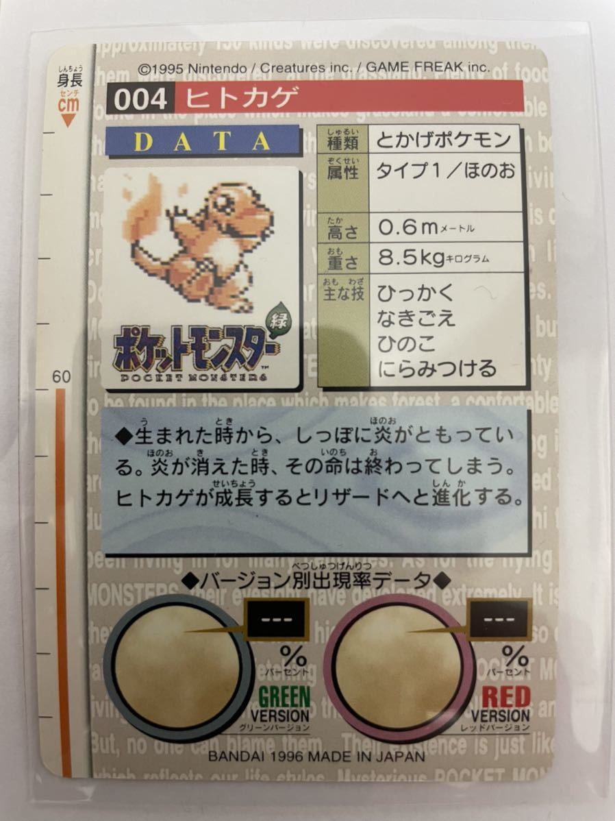 ポケモン カードダス 赤 004 ヒトカゲ POCKET MONSTER 1995 ポケモン カードダス 赤 004 ヒトカゲ POCKET MONSTER 1995