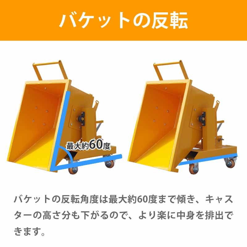 フォークリフト取付用 ダンプカート 容量300L 耐荷重1t WFR30 | フォークリフト アタッチメント スクラップ台車 ホッパー バケット 台車_画像6