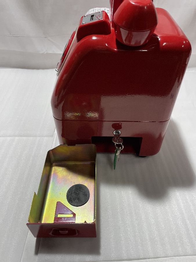  present condition goods Showa Retro desk public telephone machine red color 670-A2 Japan electro- confidence telephone . company key attaching 