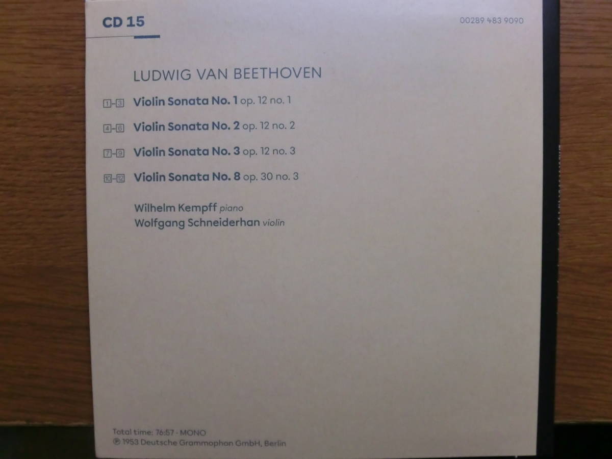 ベートーヴェン：ヴァイオリン・ソナタ第1番、第2番、第3番、第8番　シュナイダーハン　ケンプ_画像2