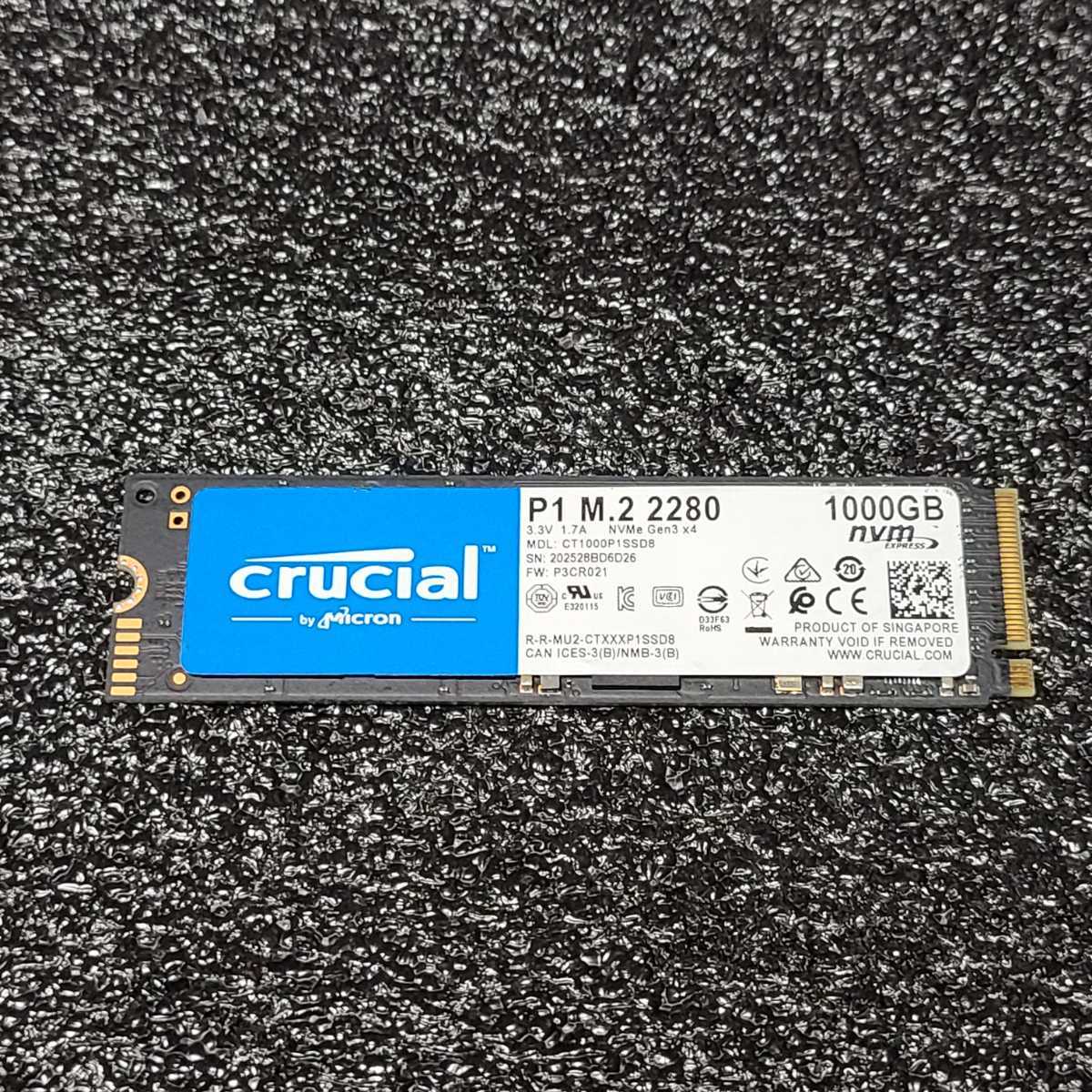 CRUCIAL CT1000P1SSD8 P1 1000GB/1TB NVMe SSD フォーマット済み PCパーツ M.2 2280 動作確認済み 960GB