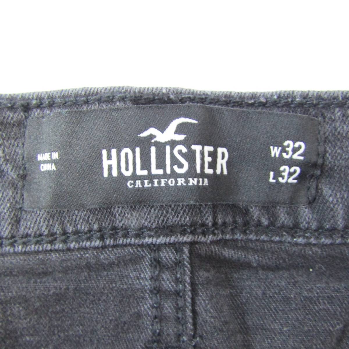 【即決】HOLLISTERホリスター▼ストレッチスキニーブラックデニム▼クラッシュ加工▼32インチ▼ウエスト約80cm_画像9