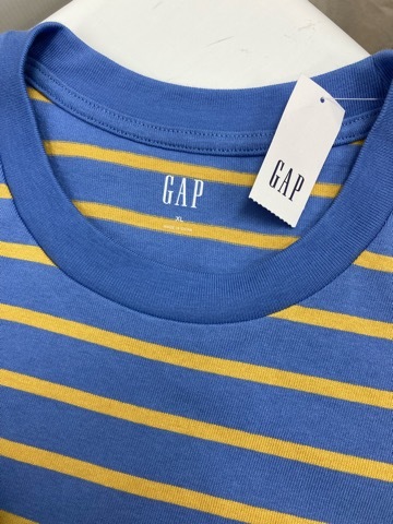  большой размер короткий рукав футболка морской окантовка круглый вырез heavy вес небо .XL синий X желтый GAP* не использовался дешевый!