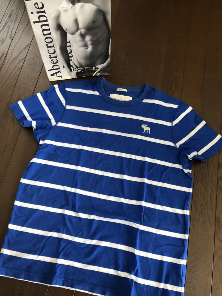 PayPayフリマ｜即決〒0 アバクロンビーフィッチ 半袖Tシャツ XL 青白 ボーダー アバクロ ブルー