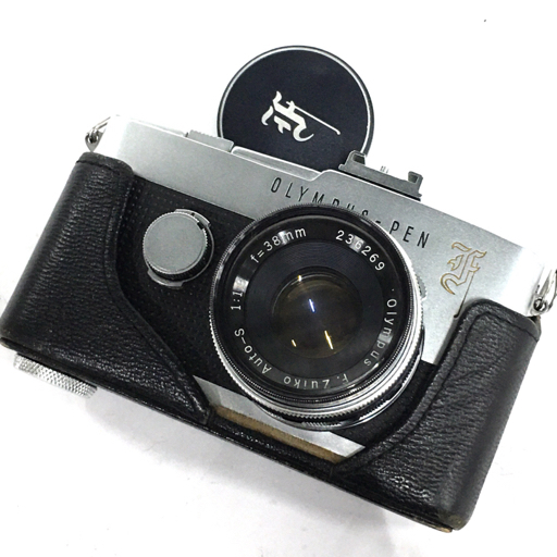 1円 OLYMPUS-PEN F F.Zuiko Auto-S 1:1.8 38mm 一眼レフフィルムカメラ ボディ レンズ オリンパス C4097_画像1