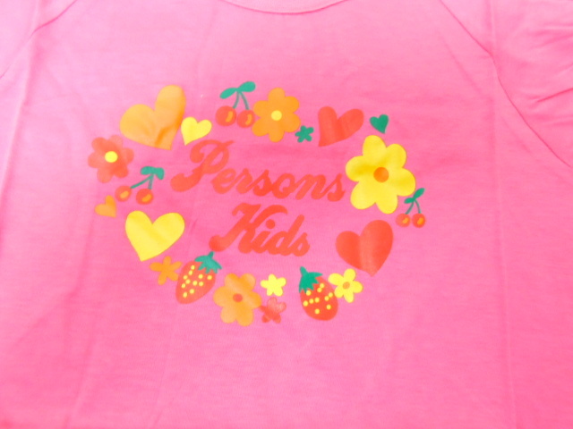 M64 パーソンズ PERSON'S KIDS 新品 可愛いロゴ・サクランボ・イチゴなどのペイント柄 半袖Tシャツ サイズ130_画像3