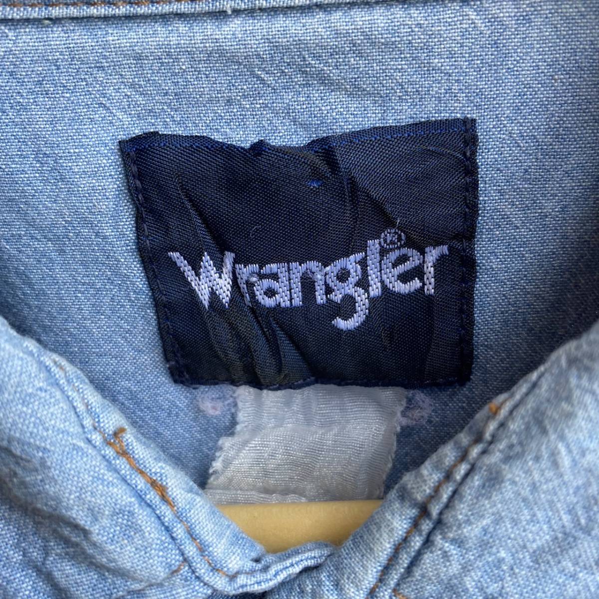 古着 80's〜90's 80年代 90年代 Wrangler ラングラー デニムウエスタンシャツ シャンブレーUSA古着 B791_画像5