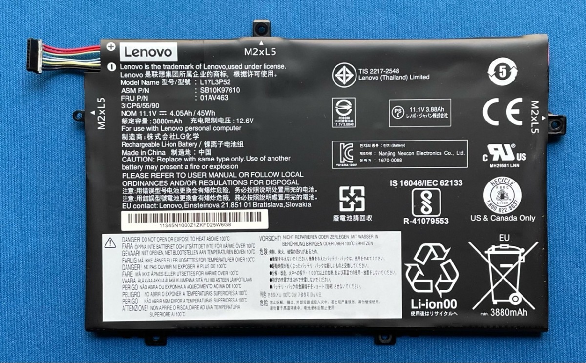 Подлинная новая батарея Lenovo ThinkPad L480 для L590 01AV463