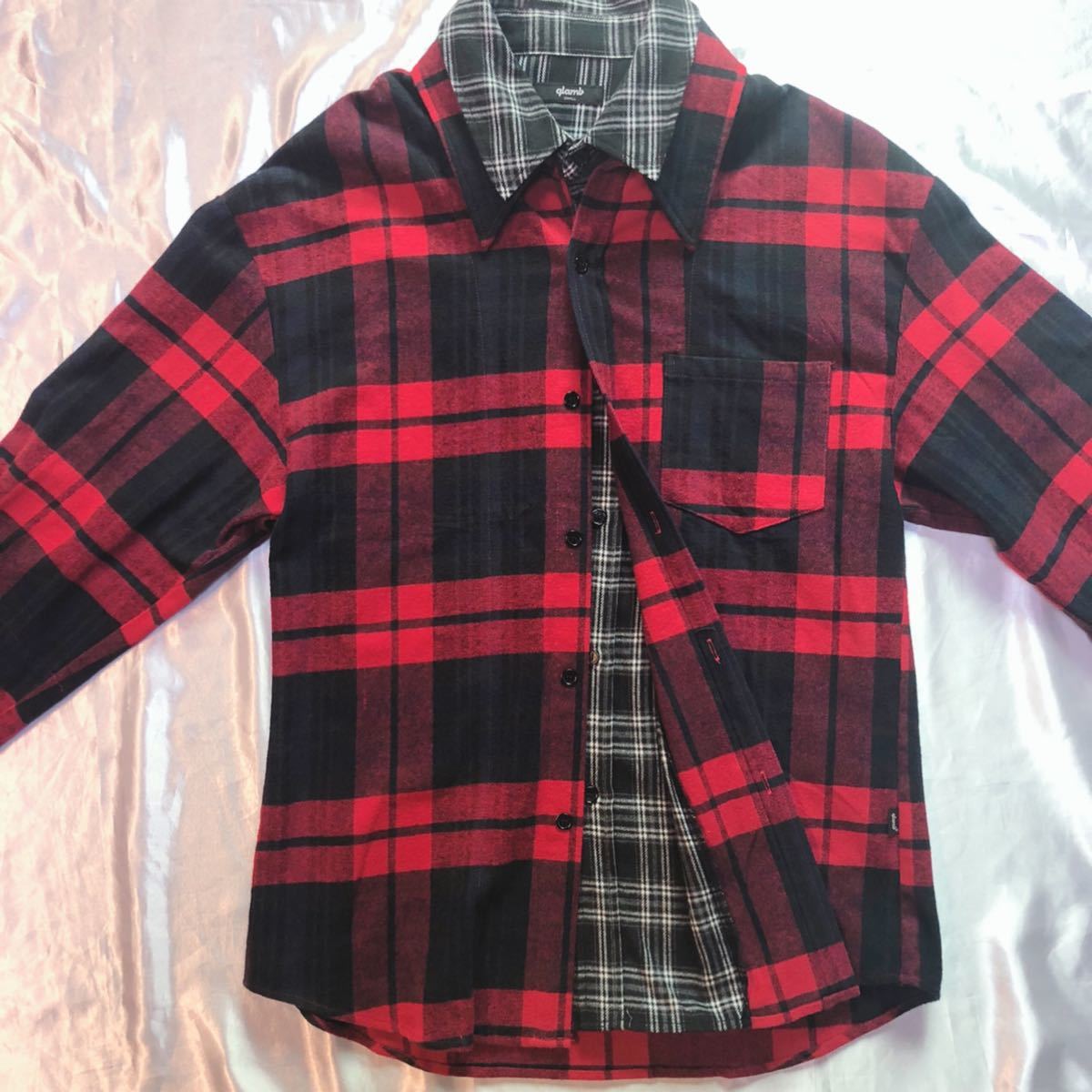 即完売品】glamb 21AW フェイクレイヤード チェック ネルシャツ