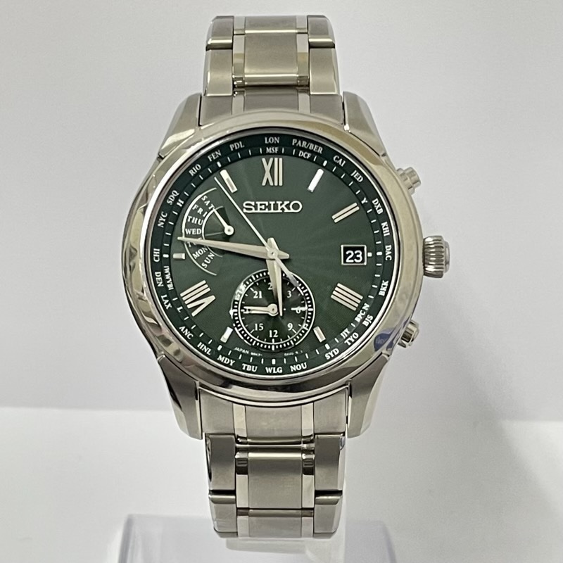33％割引特別オファー SEIKO セイコー 腕時計 SAGA307 ブライツ BRIGHTZ メンズ 緑文字盤 ソーラー電波時計 美品 (U)  セイコー ブランド腕時計 アクセサリー、時計-WWW.KEIRI