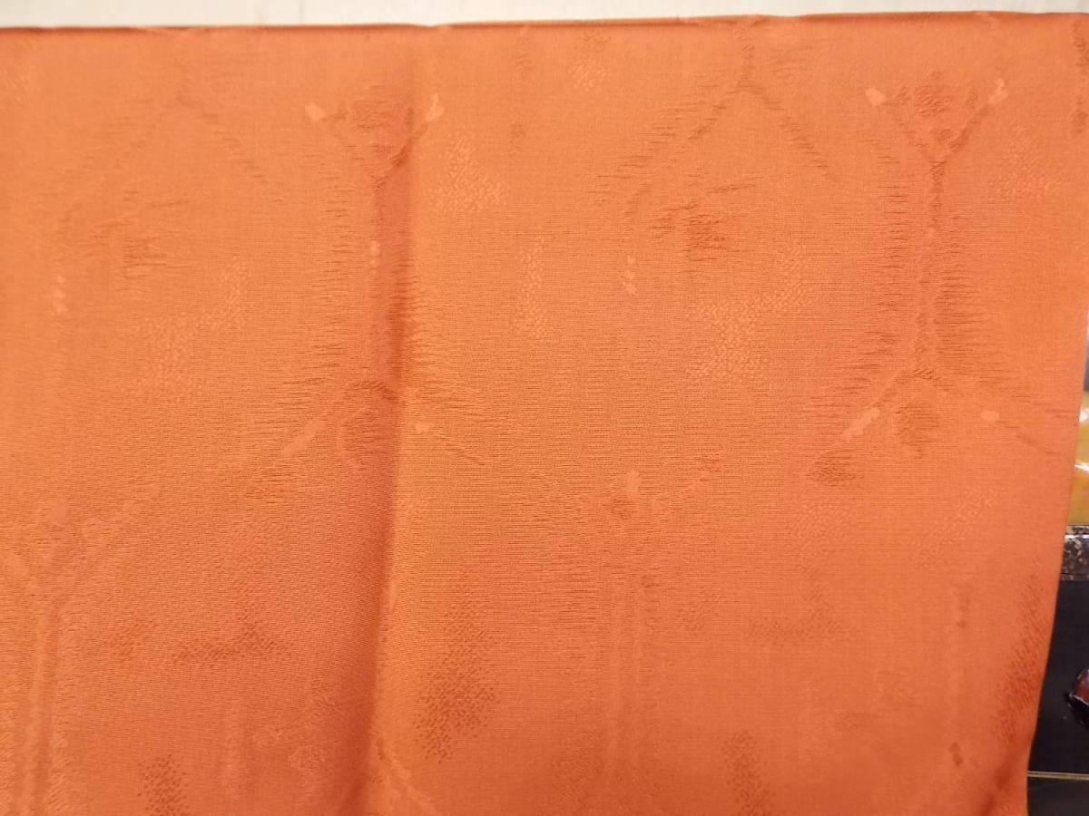きもの今昔３６７２　道行コートコレクション　正絹高級紋意匠生地オレンジ煉瓦色_画像9