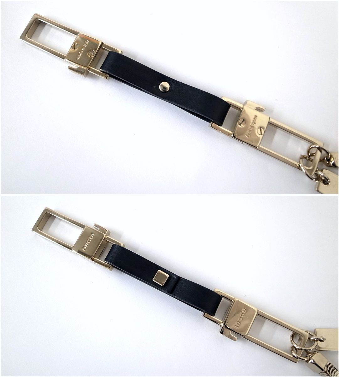 5019T [ подлинный товар гарантия ] GUCCI Gucci кольцо для ключей цепочка для ключей брелок для ключа кожа × metal прекрасный товар 