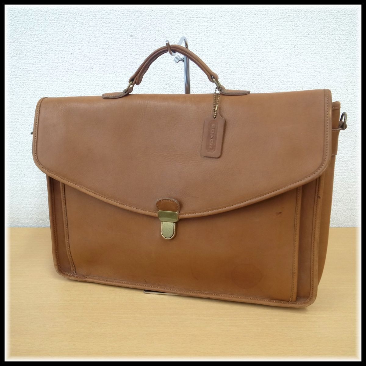 1056T 【本物保証】 COACH コーチ　レザー ブリーフケース　1110-316　ブラウン　ショルダーベルト欠品