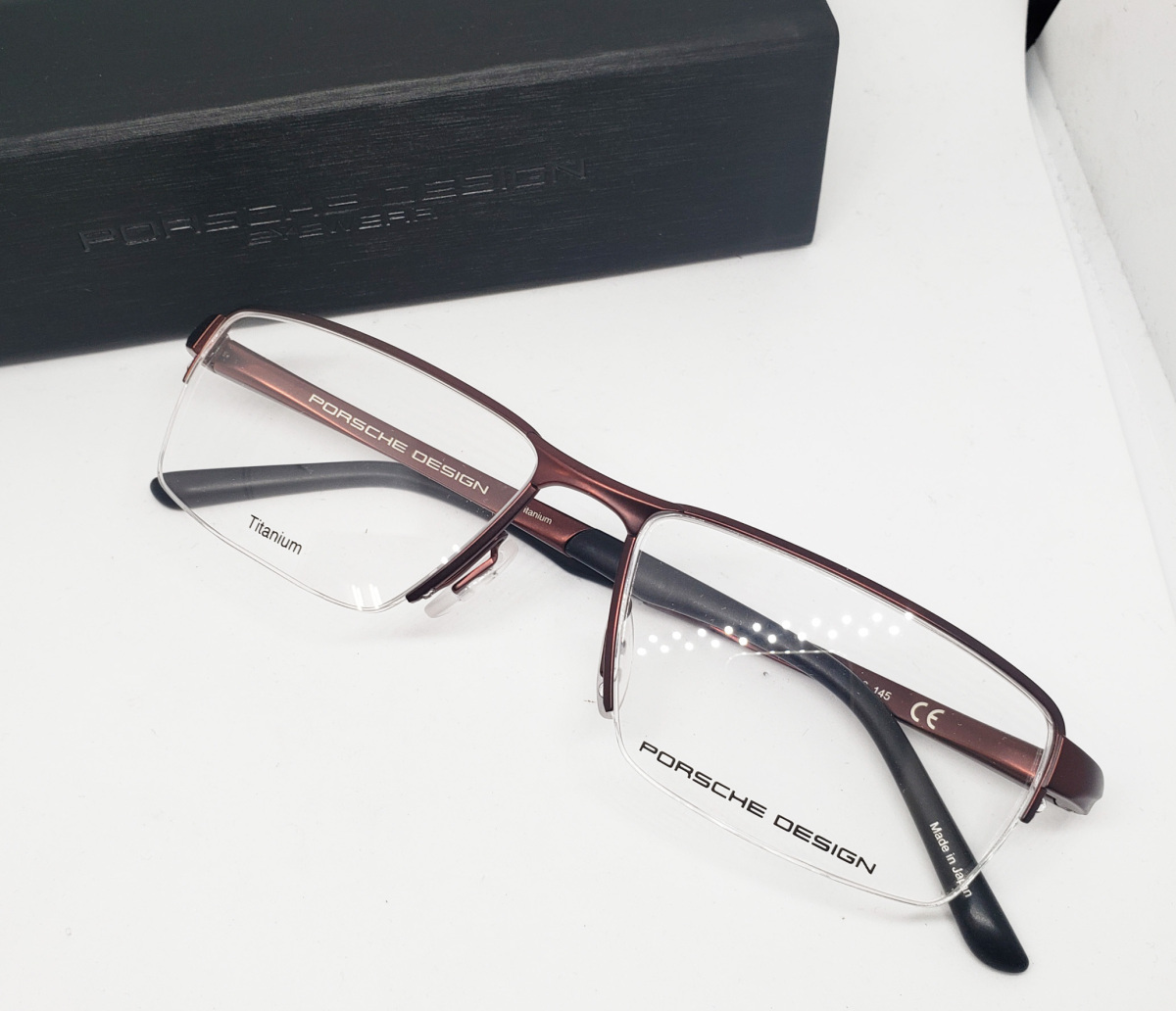 定価57200円 PORSCHE DESIGN 正規品 眼鏡フレーム メガネ P8728-C 55□ ボルドー 赤系 ハーフリム チタン 日本製 メンズ_画像1