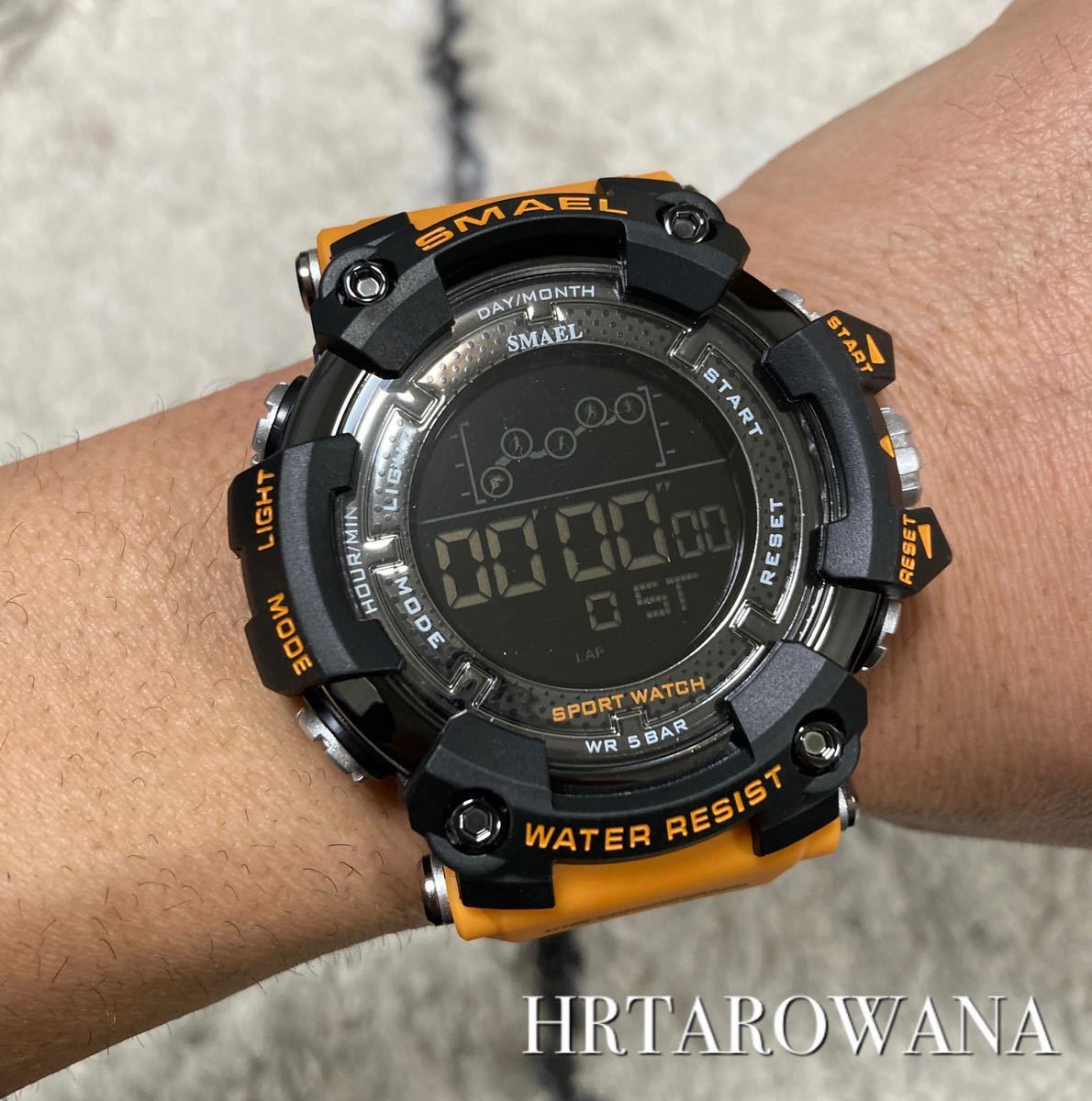 新品　メンズ腕時計 ダイバーズウォッチ ビックフェイス 防水腕時計 スポーツ腕時計 ブラック＆オレンジB887cデジタル腕時計 2022年モデル_画像3
