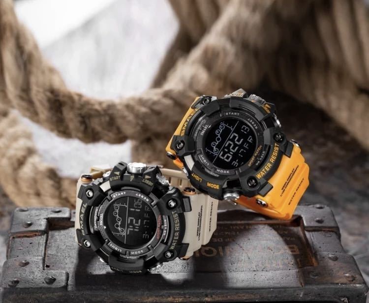 新品　メンズ腕時計 ダイバーズウォッチ ビックフェイス 防水腕時計 スポーツ腕時計 ブラック＆オレンジB887cデジタル腕時計 2022年モデル_画像8