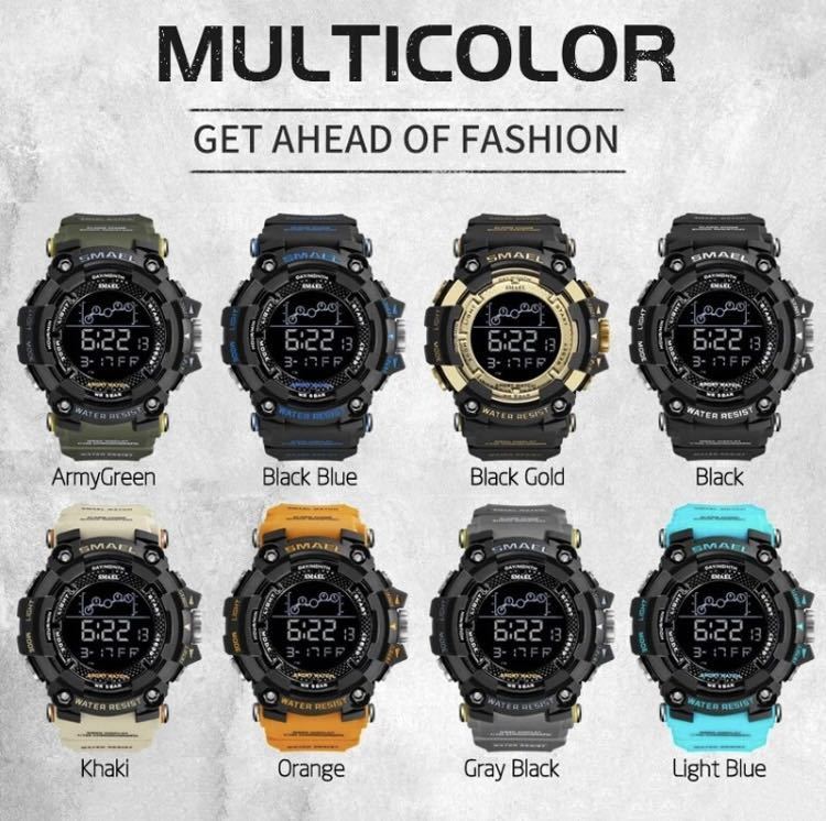 新品　メンズ腕時計 ダイバーズウォッチ ビックフェイス 防水腕時計 スポーツ腕時計 ブラック＆オレンジB887cデジタル腕時計 2022年モデル_画像10