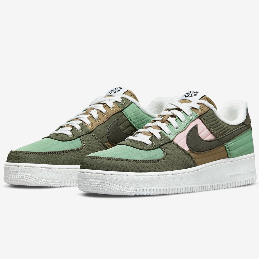 送料無料 27cm●ナイキ エア フォース 1 '07 LX NIKE AIR FORCE 1 '07 LX オリーブ 緑 キルティング DC8744-300 スニーカー AF _画像2