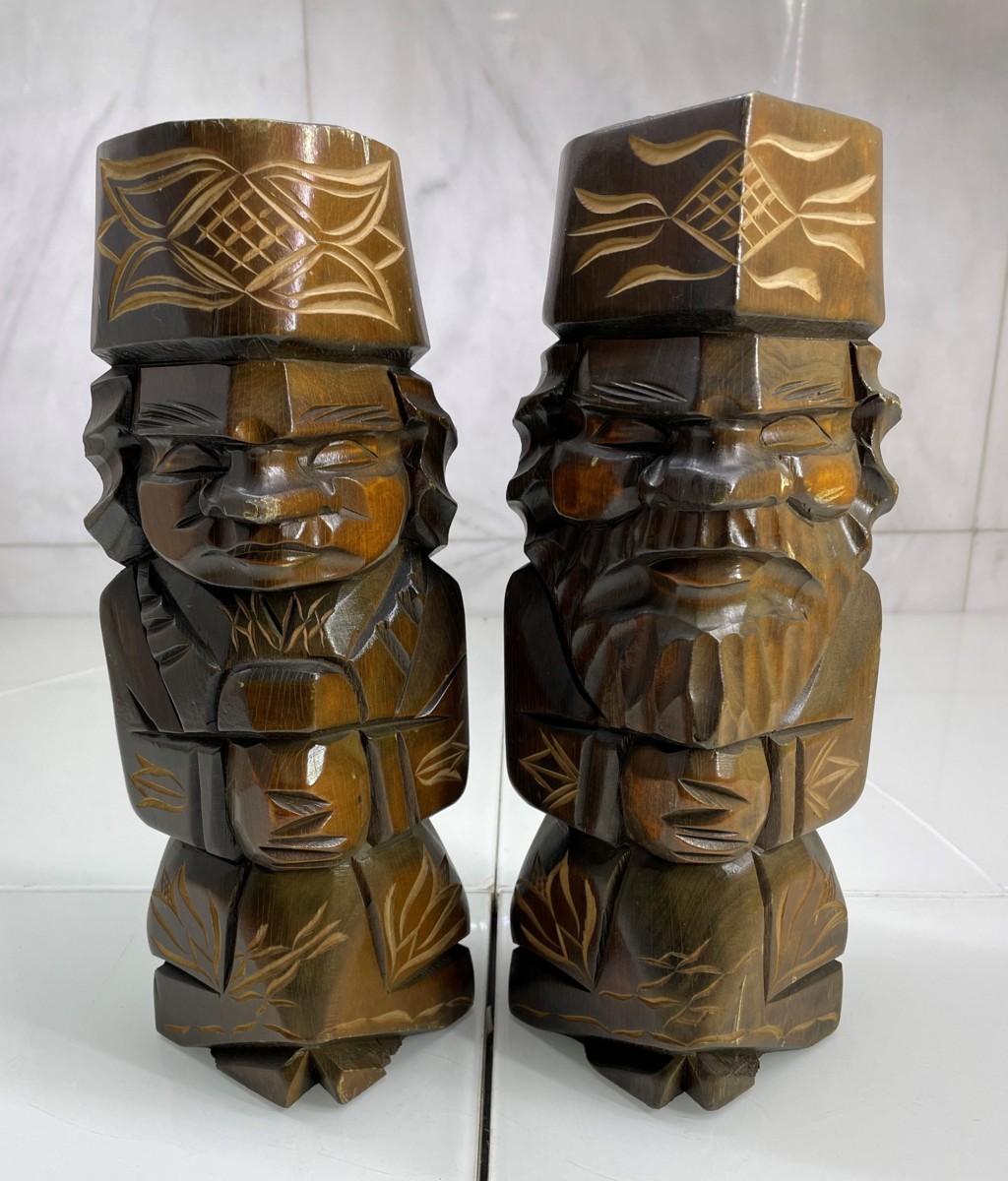 アイヌ 木彫り ニポポ 夫婦 人形 2体セット 民芸品 fodexpo.com.co