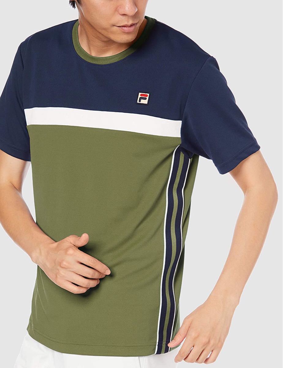 PayPayフリマ｜FILA フィラ テニスウェア 半袖Ｔシャツ 半袖ゲームシャツ カーキ VM5433 メンズM 新品