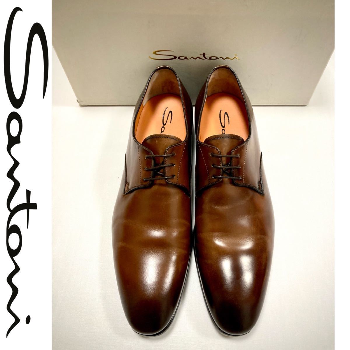 最終値下げ！ 新品未使用 SANTONI サントーニ 12.5万円 外羽根プレーントゥ ダークブラウン ビジネスシューズ ベルルッティ ジョンロブ_画像1