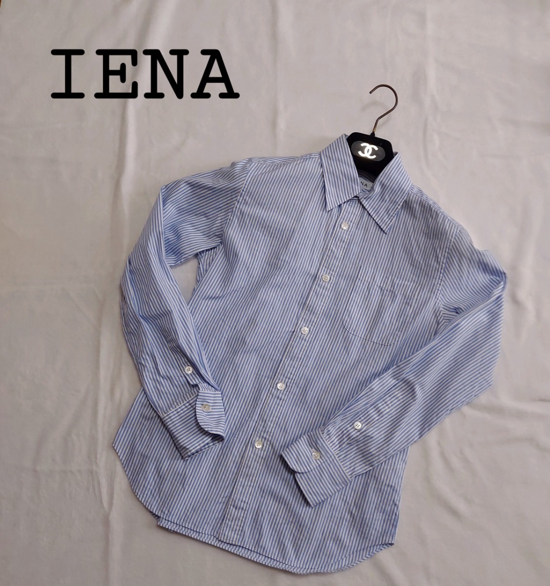 最終値下げ☆美品☆ イエナ IENA ストライプ長袖ブラウスシャツ M 日本製 ブルー×白☆値下げ交渉NG☆