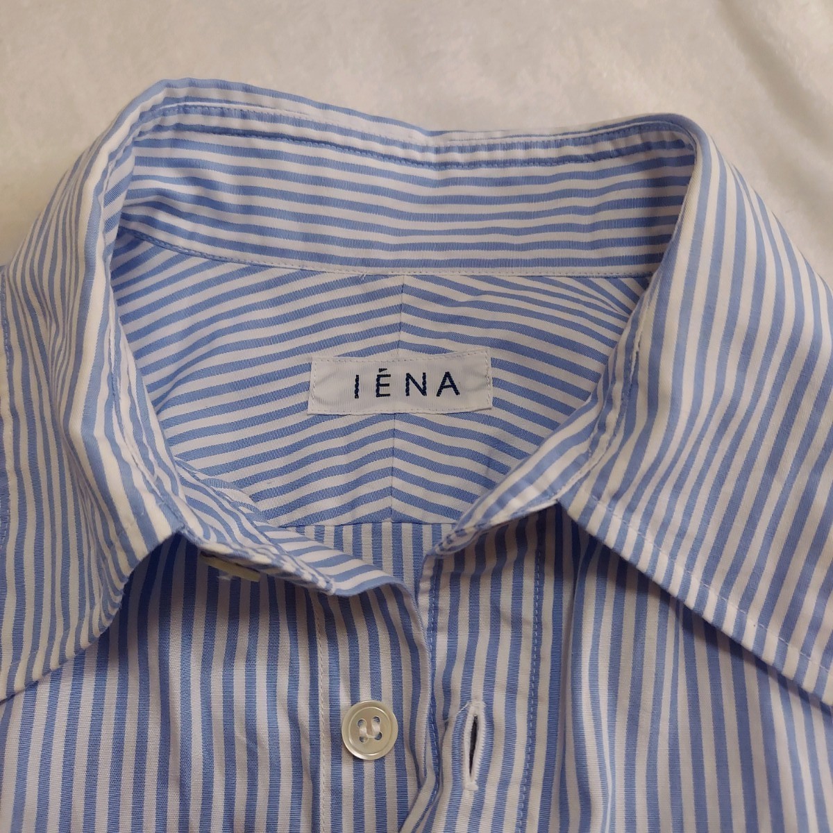 最終値下げ☆美品☆ イエナ IENA ストライプ長袖ブラウスシャツ M 日本製 ブルー×白☆値下げ交渉NG☆