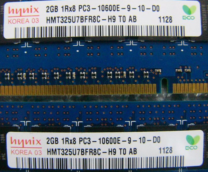 ub11 240pin DDR3 1333 PC3-10600E ECC 2GB hynix 4枚 合計8GB_画像3