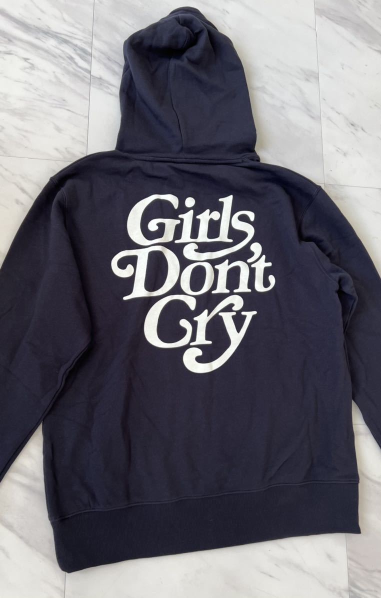 品 Girls Don't Cry スウェット パーカー XL ネイビー × ホワイト 