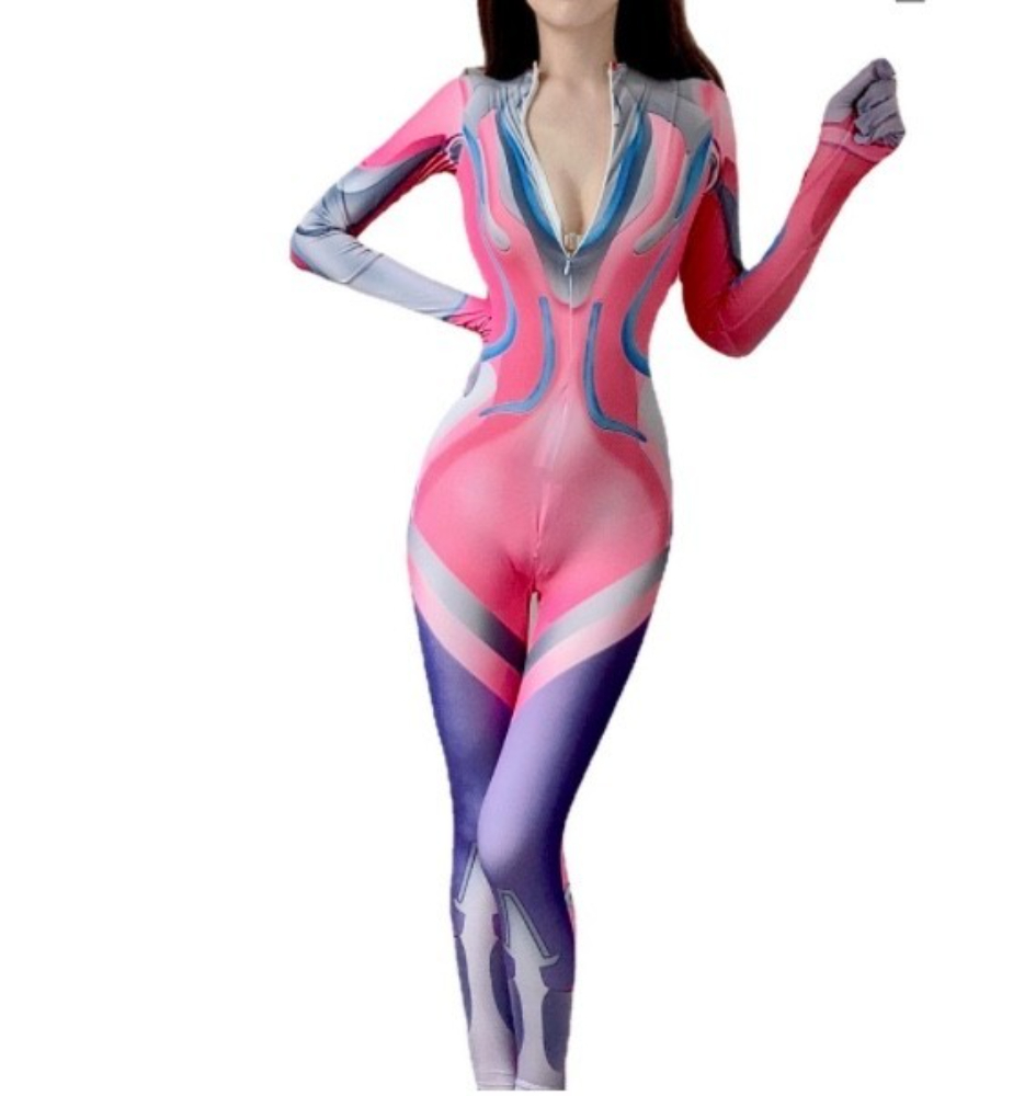 [ free shipping ]M size anime kos black chi fastener attaching plug suit zentai suit sexy cosplay body suit anime pink 