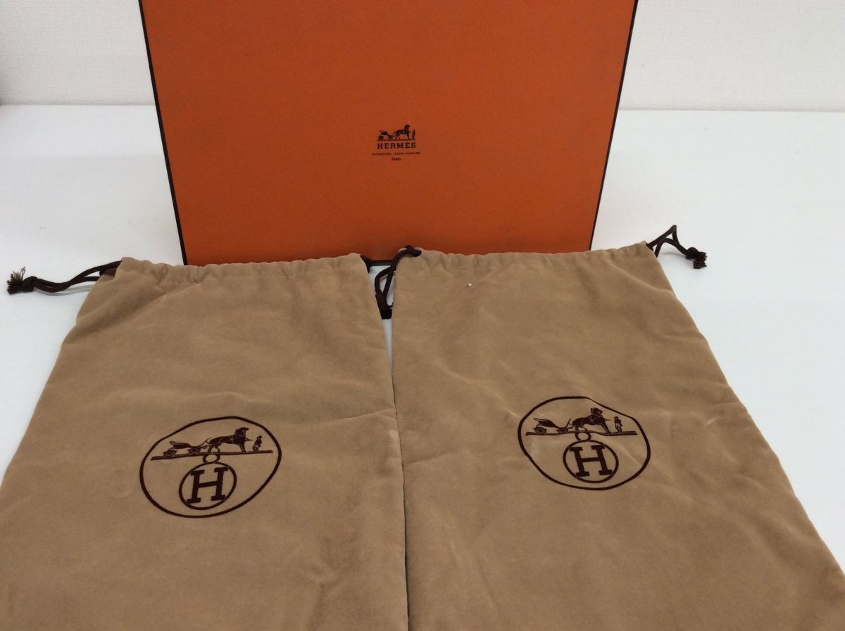 HERMES エルメス Hロゴ ケブラール ウッド サンダル b0943 保存袋