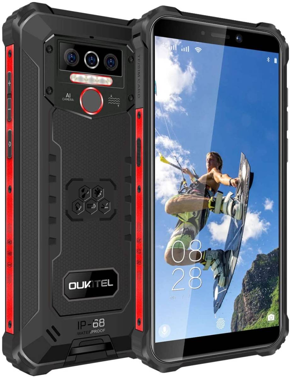 OUKITEL WP5 Pro IP68防水スマートフォン 8000mAh Android 10.0 4G アウトドアスマホ本体 SIMフリースマートフォン本体・美品