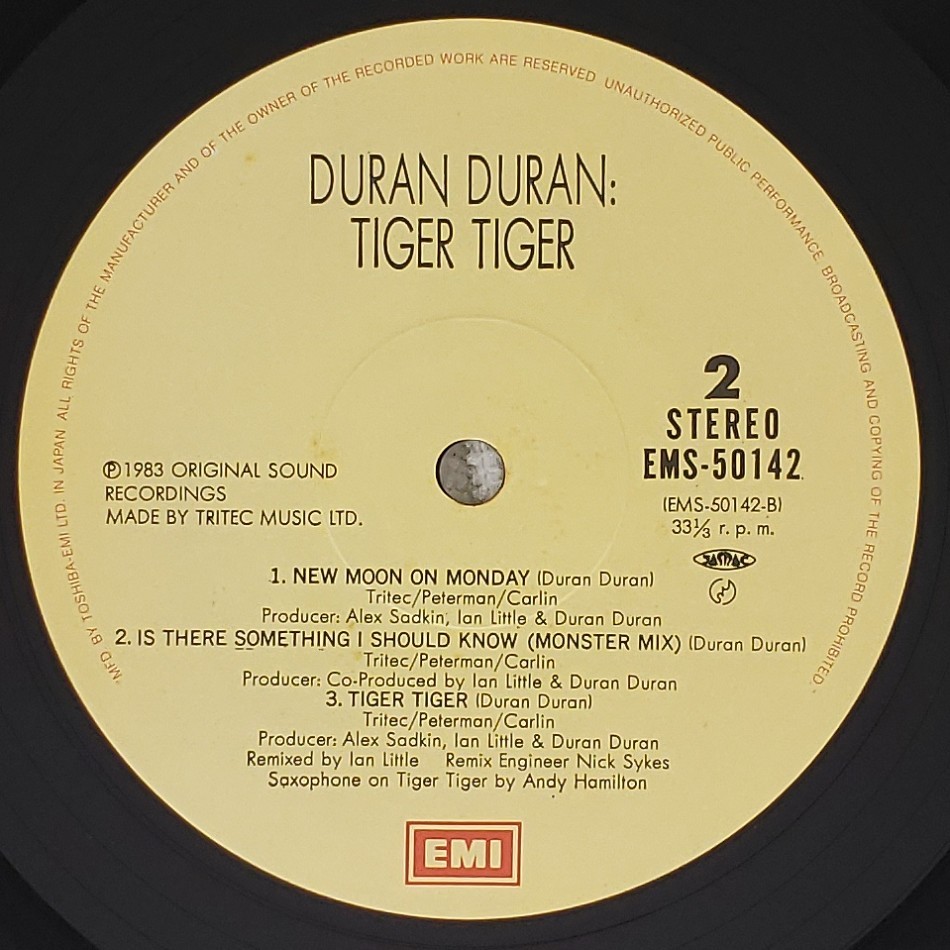 良盤屋 P-2989◆LP◆Pop Rock,　 デュラン・デュラン　Duran Duran ／ Tiger! Tiger! 1984 　　まとめて送料480_画像9