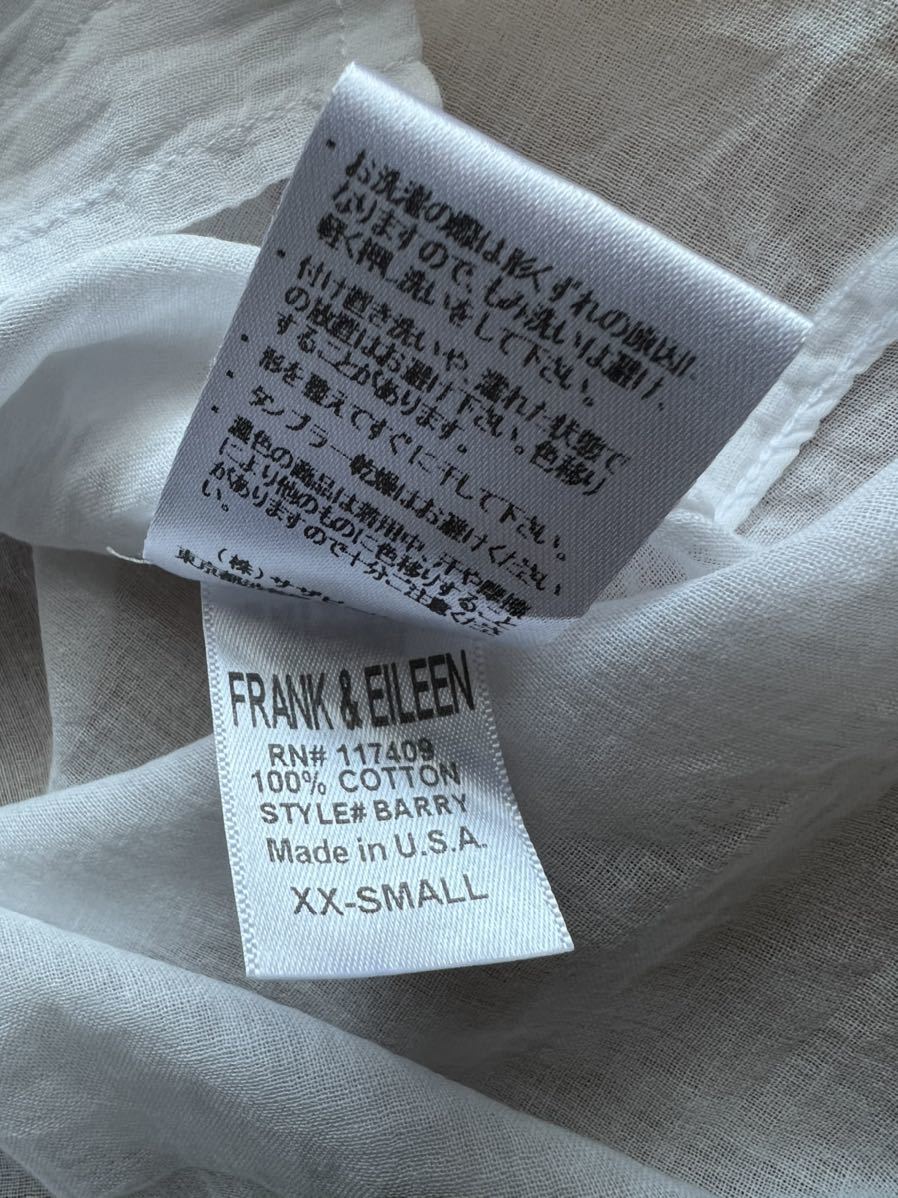 【美品】Frank&Eileen フランクアンドアイリーン 白 BARRY バリー サイズXXS Made In U.S.A.