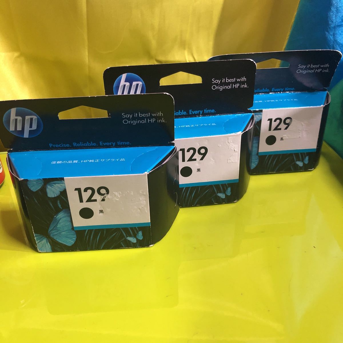 hp original ink cartridge 129 unopened unused goods black expiration of a term. junk treatment 3 piece set 