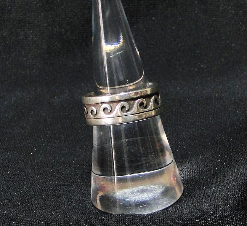 80\'s ho pi group over Ray ring silver HOPI OVERLAY RING-11 number stamp Vintage * including carriage 