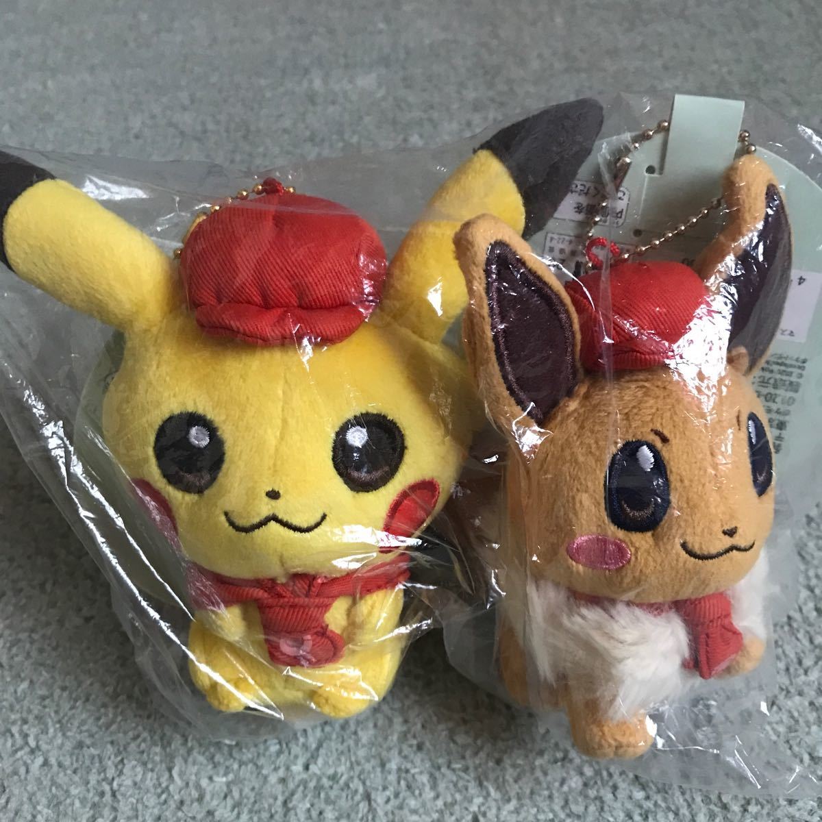 ポケモンセンター ぬいぐるみマスコット pokemon cafe ピカチュウ&イーブイ ぬいぐるみ2点 デコキャラシール 