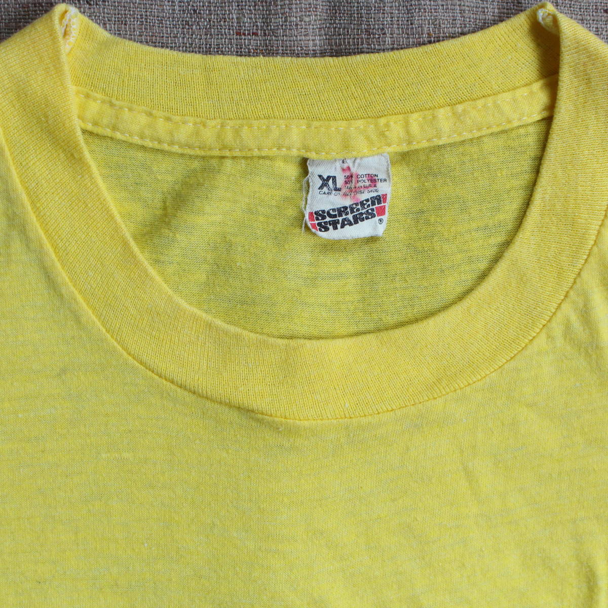 1980-90s アイスクリーム ヴィンテージTシャツ フローズン カスタード イエロー 黄 アート イラスト 古着 XL ショップ screen stars レア_50%コットン50%ポリ　XLサイズ
