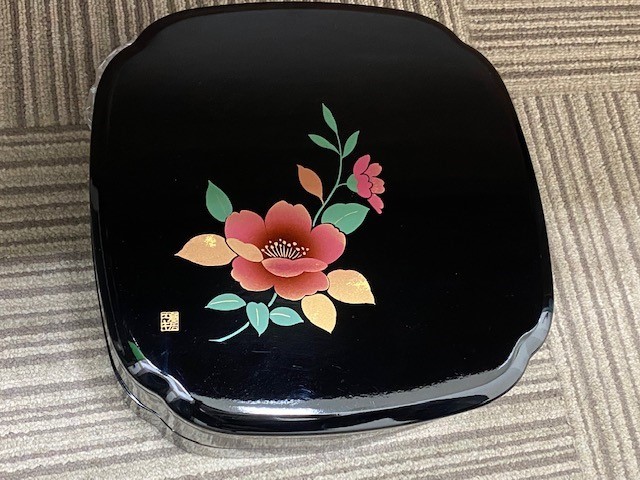 【未使用】YUKI TORII 鳥居ユキ 合成漆器　漆器　花なごみ　オードブル　二段重　◆3493_画像1