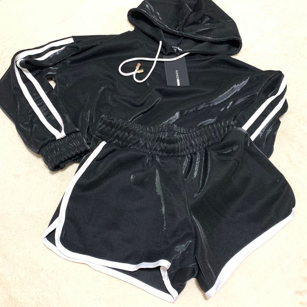 FASHION NOVA スポーティ ショートパンツ セットアップ ブラック FASHION NOVA スポーティ ショートパンツ セットアップ ブラック