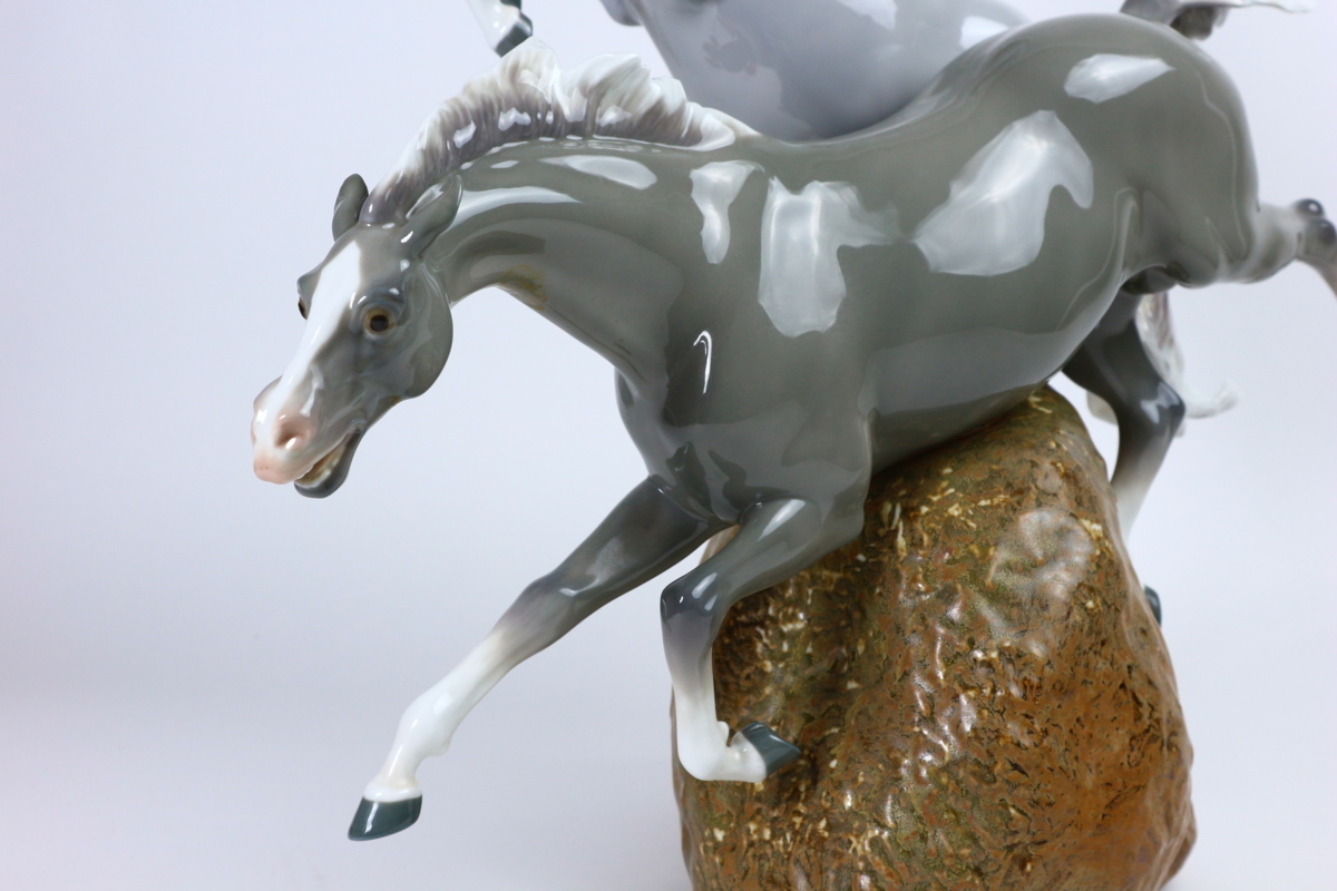 リヤドロ「駆ける馬」フィギュリン 大型 大作 / LLIADRO 陶器人形 二頭の馬 Horses_画像5