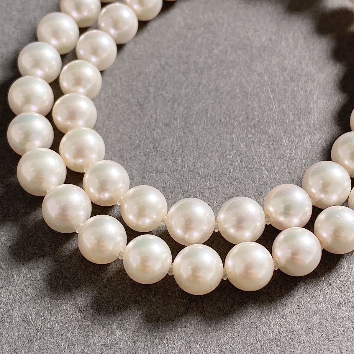 d25《美品》鑑別付き 本真珠 アコヤ真珠 乳白色 ラウンド 7.5〜8.0mm パールネックレス 真珠アクセサリー レディース SILVER金具