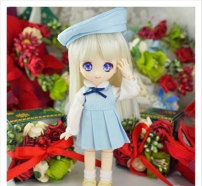 Mini Sweets Doll　ミニスウィーツドール（あまむす）衣装　制服セット（ブルー）　オビツ11サイズ　中古美品